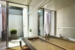 bathroom sink. modern bathroom sink ideas. concrete slab sink