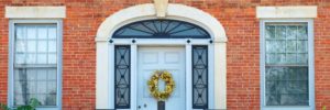 transom and sidelights. Install entry door. Front door design