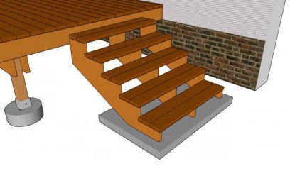 concrete pad, deck landing pad, building deck steps