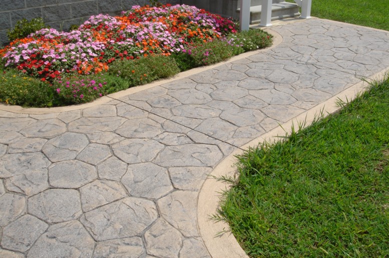 concrete walkway, pavers, paved walkway